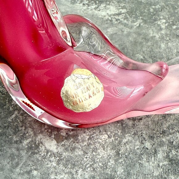 Vintage Murano Made In Italy Pink Birds Art Glass Lot Of 2 - Picture 3 of 9